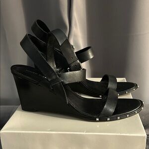 Marc Jacobs Black Studded Wedge Sandals